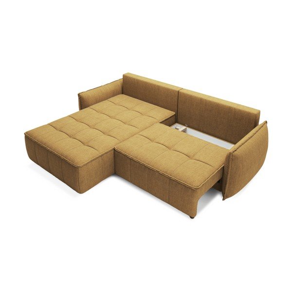 Dzeltens samta salokāms/ar uzglabāšanas vietu stūra dīvāns (ar kreiso stūri/ar zvilni) Campo – ELTAP-image-2