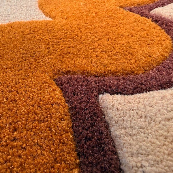 Oranžs/dabīga toņa ar rokām darināts vilnas paklājs 140x200 cm Wiggle Wool – Flair Rugs-image-3