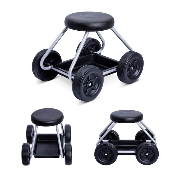 Melna/pelēka dārza taburete Secura – Maximex-image-3