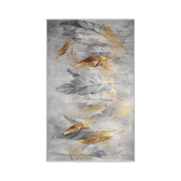 Pelēks/zelta krāsas mazgājams paklājs 160x230 cm Golden Feathers – Mila Home