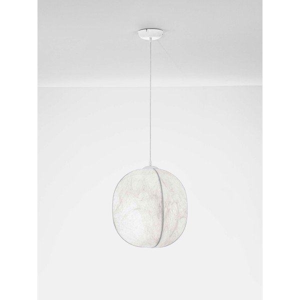 Balta metāla piekaramā lampa ar auduma abažūru ø 42 cm Pierida – Nova Luce-image-3