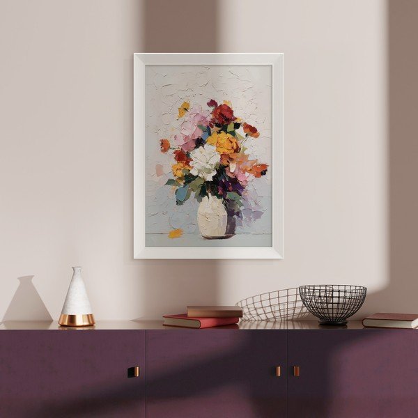 Drukāta glezna ar rāmi 56x75 cm White Vase – Styler-image-1