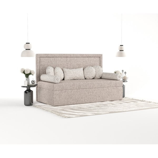 Gaiši brūna polsterēta vienvietīga gulta 90x200 cm Scala – Maison de Rêve-image-2