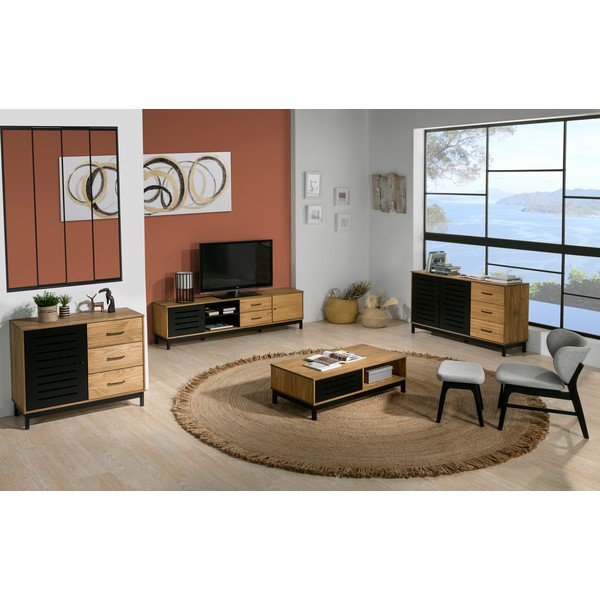 Koka žurnālgaldiņš ar melnām detaļām Marckeric Alessia-image-1