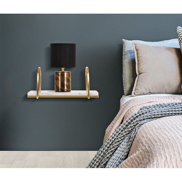 Balts/zelta krāsas marmora sienas plaukts 40 cm Marble – Mauro Ferretti-image-1