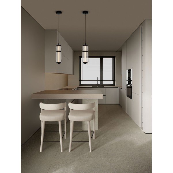 Matēti melna stikla LED piekaramā lampa ø 12 cm Liesa – Nova Luce-image-2