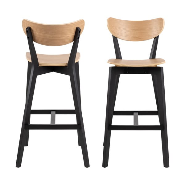Melni/dabīga toņa gumijkoka masīvkoka bāra krēsli (2 gab.) 105 cm Roxby – Actona-image-4