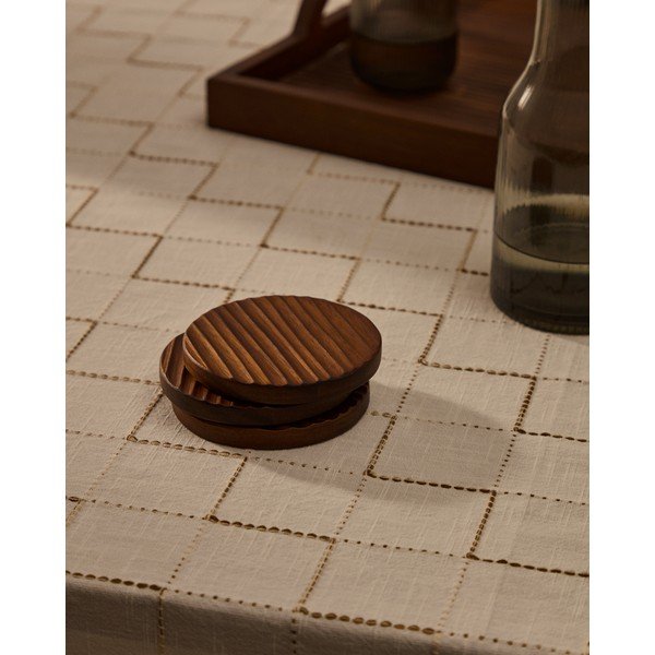 Tumša dabīga toņa koka paliktņi (4 gab.) Rommu – Kave Home-image-2