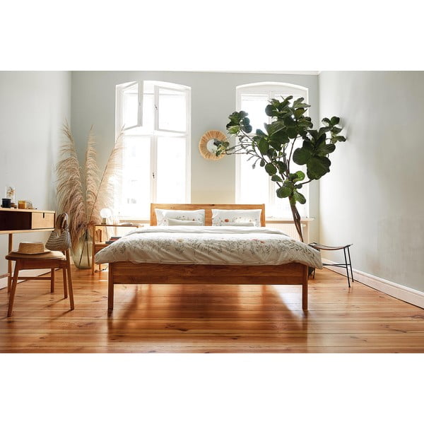 Dabīga toņa vienvietīga gulta no ozolkoka 90x200 cm Pola – The Beds-image-4