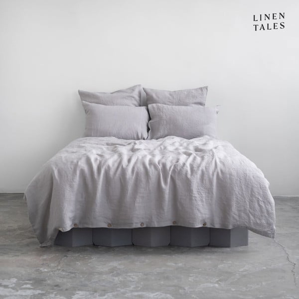Gaiši pelēka lina gultas veļa vienvietīgai gultai 165x220 cm – Linen Tales