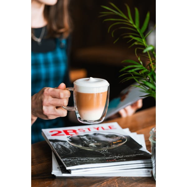 Dubultsienu stikla tasītes ar apakštasīti (2 gab.) Vialli Design, 250 ml-image-1