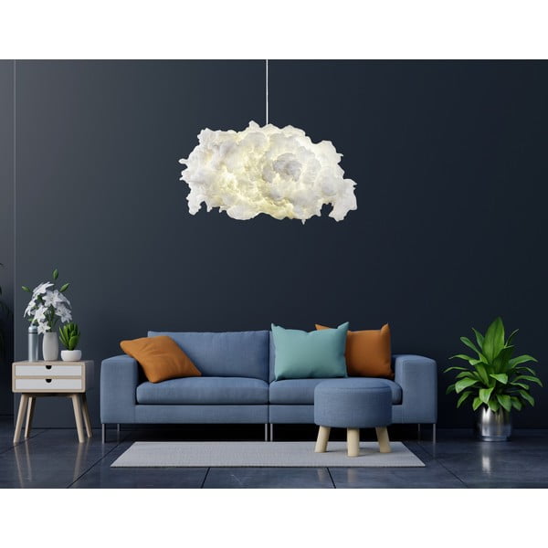 Balta piekaramā lampa ar auduma abažūru Serenity – Opviq lights-image-1