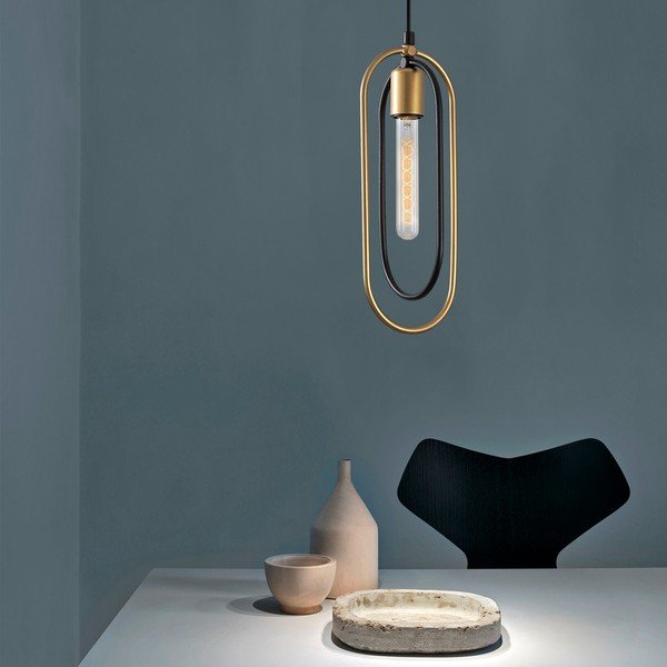 Melna/zelta krāsas piekaramā lampa Cerco – Opviq lights-image-1