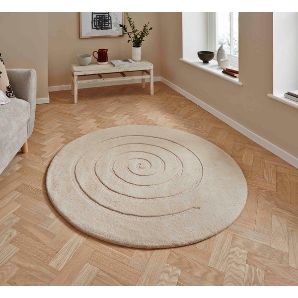 Krēmkrāsas vilnas paklājs Think Rugs Spiral, ⌀ 180 cm-image-1