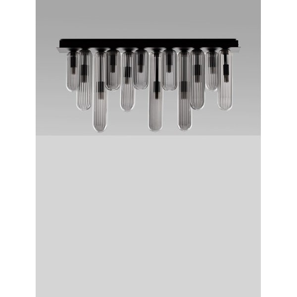 Pelēka stikla griestu lampa ar stikla abažūru 10x72 cm Gustave – Nova Luce-image-2