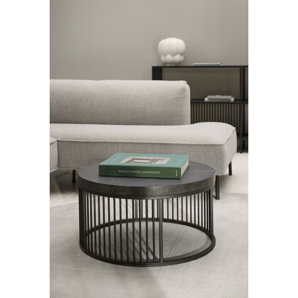 Melns apaļš žurnālgaldiņš ar marmora imitācijas galda virsmu ø 65 cm Strington – Actona-image-3