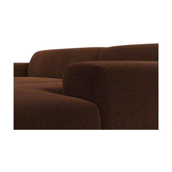 Brūns velveta stūra dīvāns Marie Claire Home Karen, 250 cm, labais stūris-image-1
