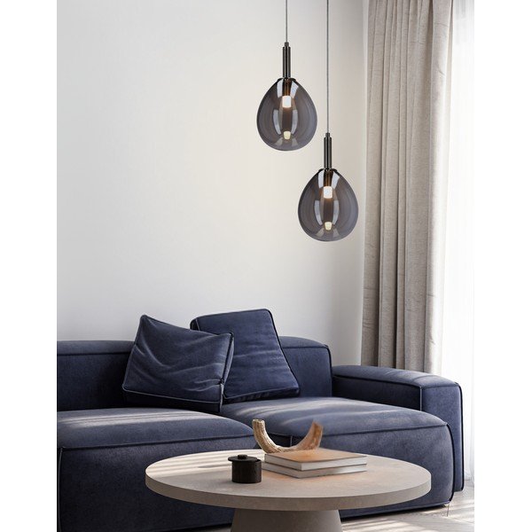 Pelēka LED piekaramā lampa ar stikla abažūru Lukka – Candellux Lighting-image-1