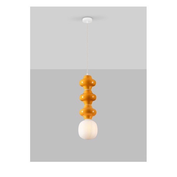Balta/oranža keramikas piekaramā lampa ar stikla abažūru ø 18 cm Clio – Nova Luce-image-3
