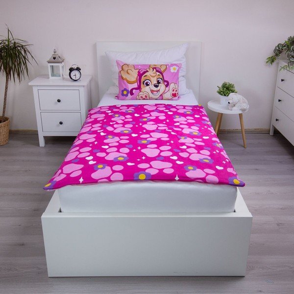 Rozā kokvilnas bērnu gultas veļa 100x135 cm Paw Patrol "Pawsome friendships grow" – Jerry Fabrics-image-2