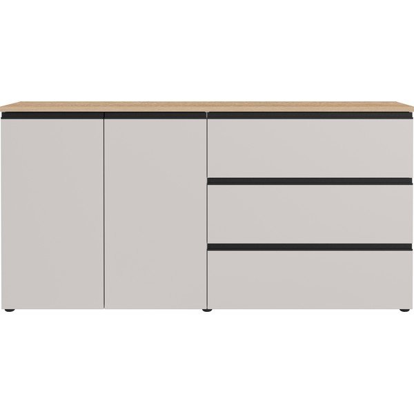 Pelēkbēša/gaiša dabīga toņa kumode 180x91x41 cm Cormano – Germania-image-4