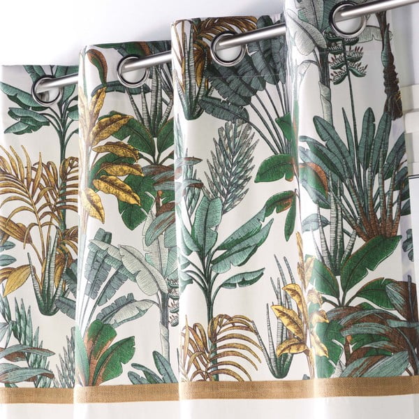 Zaļš/krēmkrāsas aizkars 140x240 cm Balinesia – douceur d'intérieur-image-1