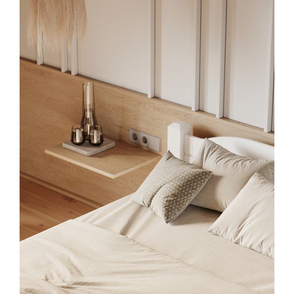 Balta priedes masīvkoka vienvietīga gulta 90x200 cm Liva – Olivia Living-image-4