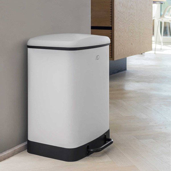 Balta atkritumu šķirošanas metāla atkritumu tvertne ar pedāli 24 l Wonda – Mette Ditmer Denmark-image-1