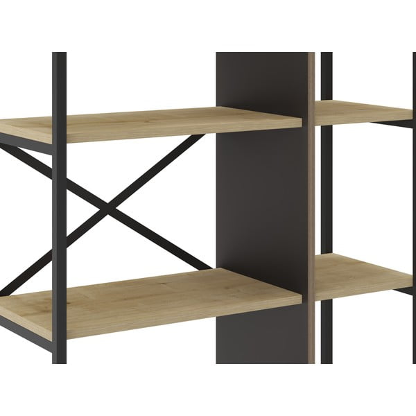 Dabīga toņa grāmatplaukts ar ozolkoka imitāciju 87,5x175 cm Ara – Marckeric-image-4