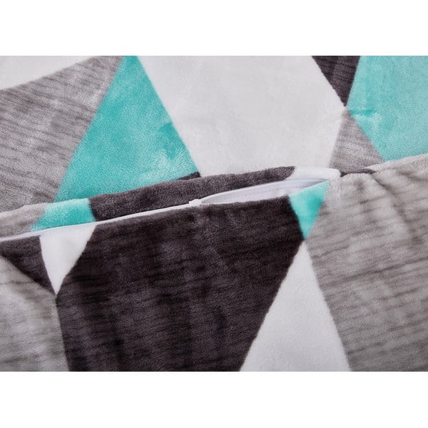 Pelēka/tirkīzzila vienguļamā mikroplīša gultas veļa 140x200 cm Abstract  – My House-image-2