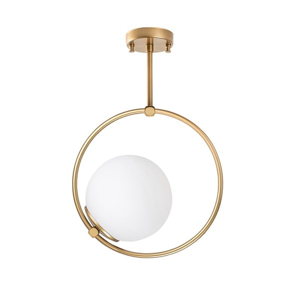 Balta/misiņa krāsas griestu lampa ar stikla abažūru 39x26 cm Dolunay – Opviq lights