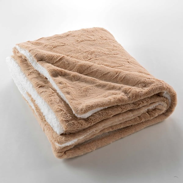 Gaiši brūns mikroplīša pleds 180x220 cm Foxy – douceur d'intérieur