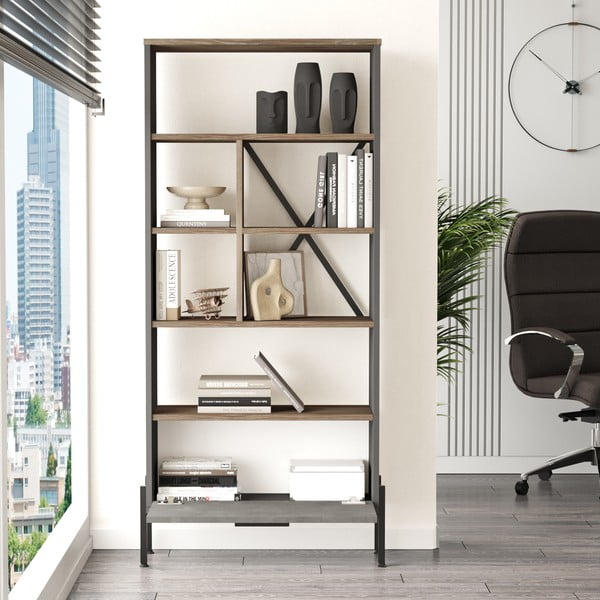 Pelēks grāmatu plaukts 75,5x161 cm Magda – Kalune Design-image-3