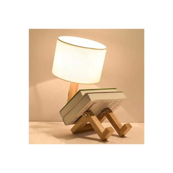 Krēmakrāsas masīvkoka galda lampa (augstums 46 cm) WoodenMan – Squid Lighting