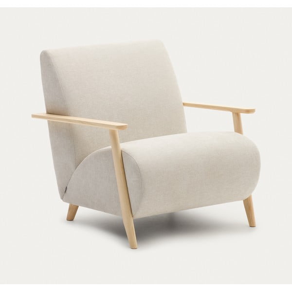 Bēšs/krēmkrāsas atpūtas krēsls no šenila auduma Meghan – Kave Home