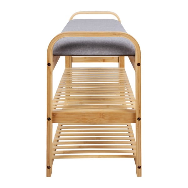 Pelēks/dabīga toņa bambusa apavu statīvs ar soliņu – Leitmotiv-image-3