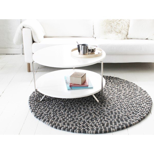 Tumši pelēks bumbiņu vilnas paklājs Wooldot Ball Rugs, ⌀ 140 cm-image-2