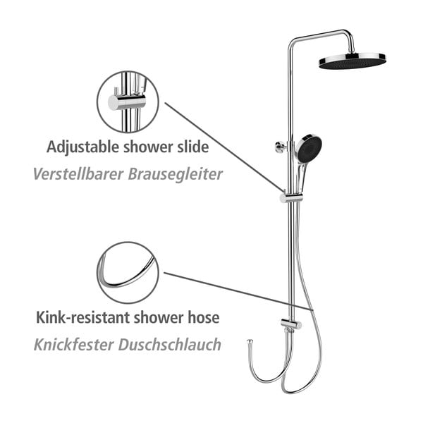 Nerūsējošā tērauda dušas komplekts spīdīgā sudraba krāsā 120 cm Soft Water – Wenko-image-2