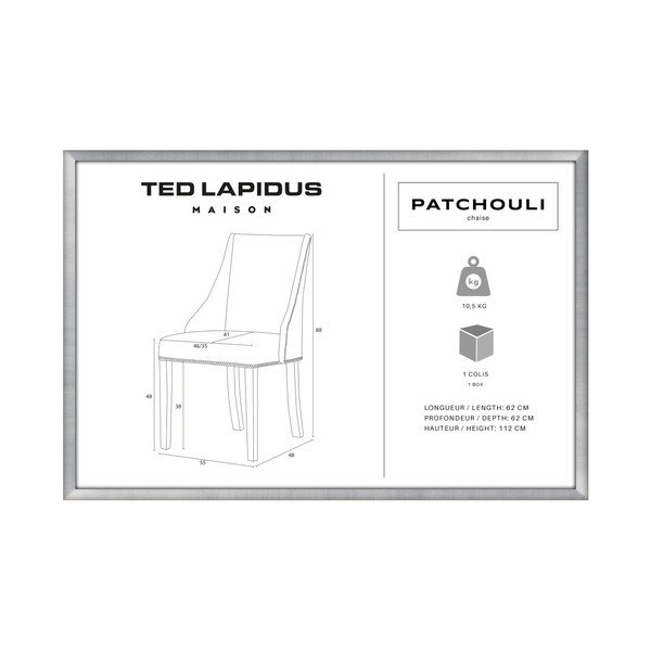 Pelēki brūns krēsls ar melnām dižskābarža koka kājām Ted Lapidus Maison Patchouli-image-3