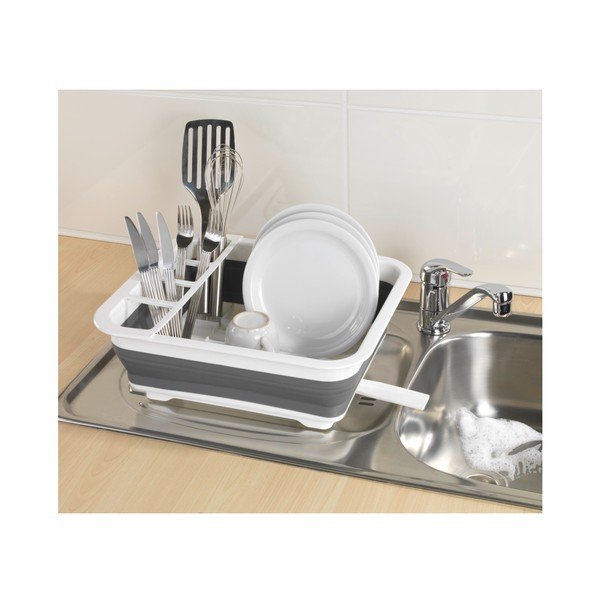 Balti pelēks salokāms trauku žāvētājs Wenko Rack-image-4