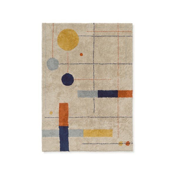 Bēšs mazgājams/ar rokām darināts kokvilnas paklājs 120x160 cm Geometrical Shapes – Lorena Canals