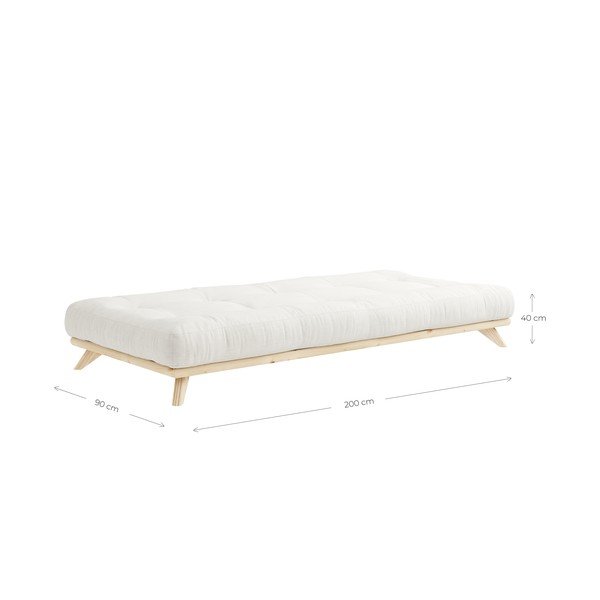 Melna priedes masīvkoka vienguļamā gulta ar matraci Karup Design Senza Mat, 90 x 200 cm-image-4