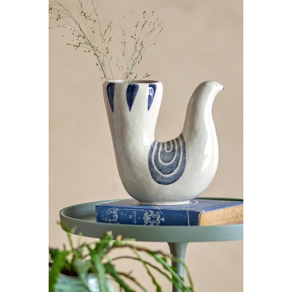 Krēmkrāsas māla ar rokām apgleznota vāze (augstums 19 cm) Trudy – Bloomingville-image-1