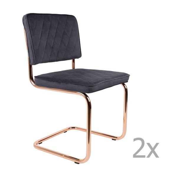 2 pelēku krēslu komplekts Zuiver Diamond