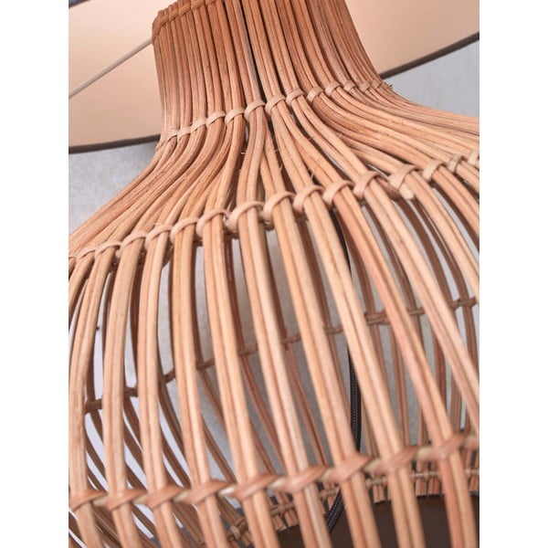 Balta/dabīga toņa galda lampa ar auduma abažūru (augstums 60 cm) Kalahari – Good&Mojo-image-4