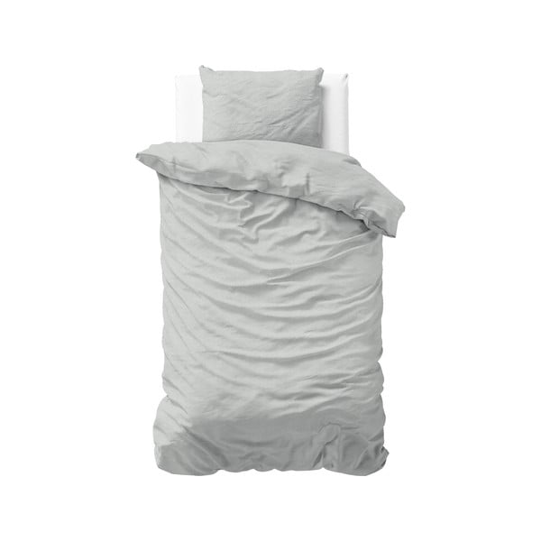 Gaiši pelēka flaneļa vienvietīga gultasveļa Sleeptime Jason, 140 x 220 cm