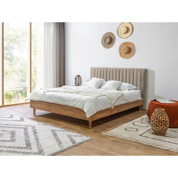 Bēša/dabīga toņa divvietīga gulta ar redelēm 160x200 cm Oceane – Bobochic Paris-image-1