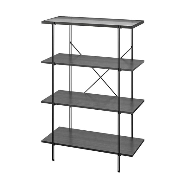 Melns grāmatplaukts ar ozolkoka imitāciju 79x117 cm Wainwright – Queer Eye-image-2