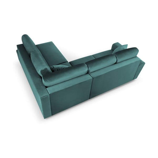 Zaļganzils samta salokāms stūra dīvāns ar uzglabāšanas vietu (ar labo stūri/L veida) Kyoto – Cosmopolitan Design-image-4