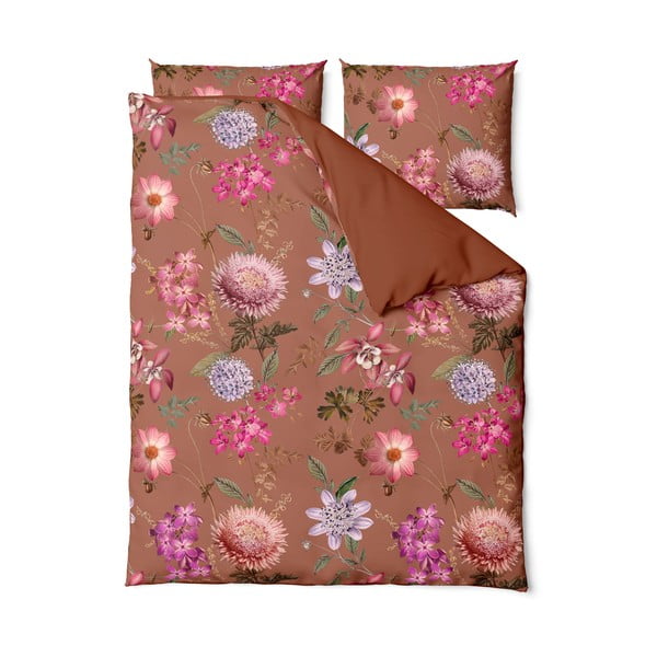 Terakotas brūna kokvilnas satīna vienvietīga gultas pārklājs 140 x 220 cm Blossom - Bonami Selection